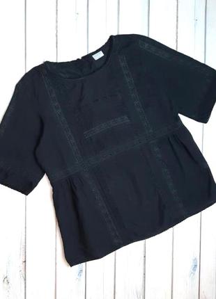 🤩1+1=3 стильная черная батистовая блуза с прошвой oasis, размер 48 - 502 фото