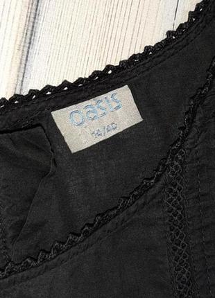 🤩1+1=3 стильная черная батистовая блуза с прошвой oasis, размер 48 - 507 фото