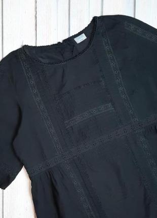 🤩1+1=3 стильная черная батистовая блуза с прошвой oasis, размер 48 - 508 фото
