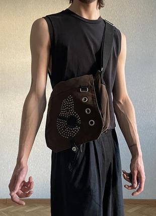Dark dudes y2k vintage messenger crossbody shoulder bag grunge/japanese style/00s2 фото
