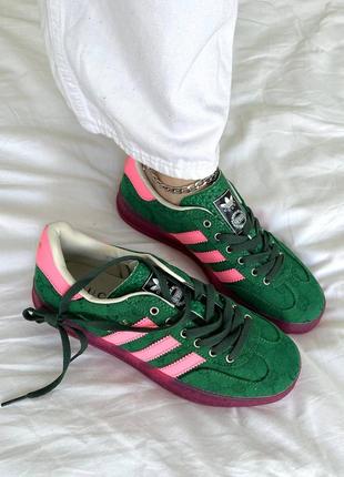 Adidas gazelle crocodile green/pink