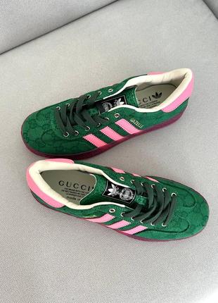 Adidas gazelle crocodile green/pink6 фото