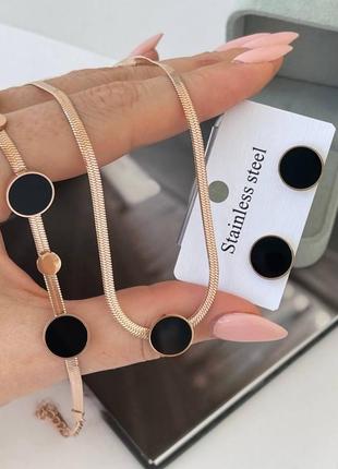 Женский комплект  из медицинского золота stainless steel, позолоченный