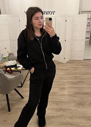 Костюм спортивный черный утепленный