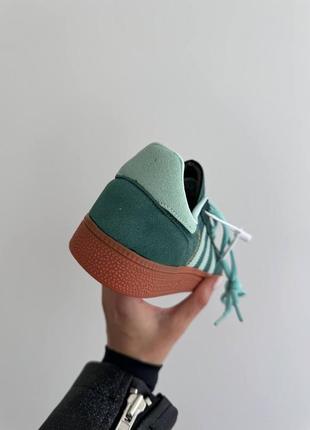 Стильные женские кроссовки adidas spezial handball green premium зелёные6 фото