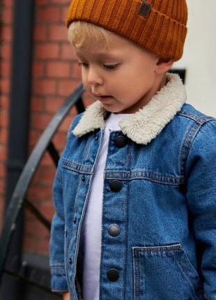 Джинсовка джинсова куртка тепла на хлопчика від некст з хутром3 фото