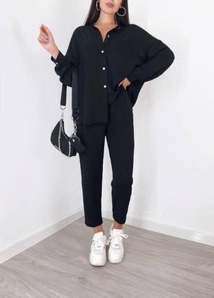 Прогулянковий костюм жіночий (сорочка+штани) з креп жатки