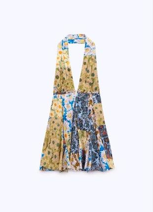 Короткое хлопковое платье с цветочным принтом