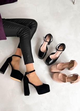 Женские туфли на высоком каблуке эко кожа черный р 403 фото