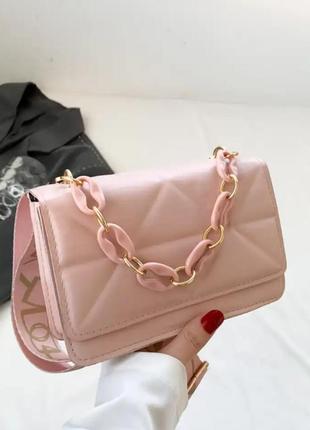 + подарок 🎁  розовая сумка маленькая / пудра   сумочка через плечо / нежно розовая  сумка кросс боди2 фото