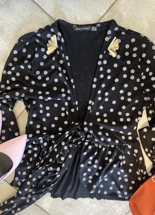 Блуза на запах у трендовий горошок, polka dot3 фото