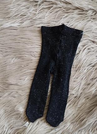 Детские чёрные колготки с люрексом h&m, 0-3 мес.