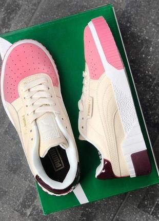 Женские кроссовки бежевые с розовым puma cali cream pink5 фото