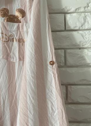 Красивая рубашка для дома полосатый бело-розовая л 14-165 фото