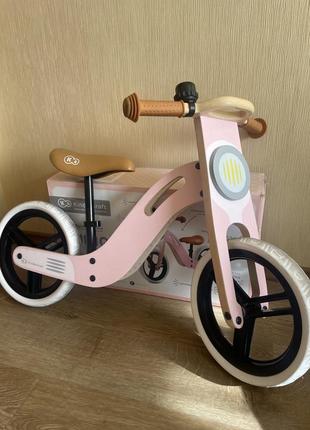 Велосипед-балансир kinderkraft uniq 12" pink wooden balance bike 2+3 фото