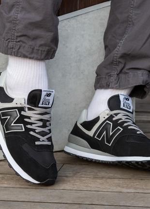 Женские кроссовки new balance 574 classic black white 37-38-409 фото