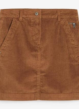 Брендовая коричневая вельветовая юбка "next". размер uk14/eur42.5 фото