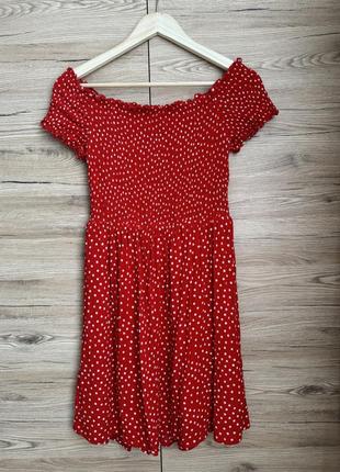 Красное платье в горошек от h&amp;m