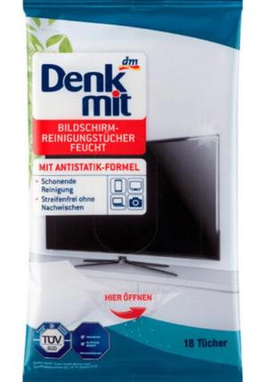 Влажные салфетки для чистки экранов и мониторов dm denkmit bildschirm-reinigungstucher 18шт (германия)1 фото