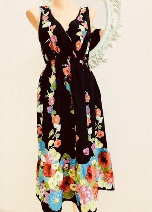 Батал! шикарное хлопковое платье сарафан с ярким цветочным принтом!!!4 фото