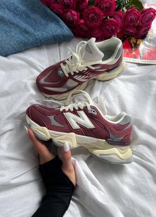 Женские кроссовки бордовые с серым new balance 9060 bordo5 фото