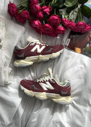 Женские кроссовки бордовые с серым new balance 9060 bordo1 фото