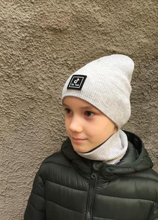 Комплект тонкая демисезонная шапка для мальчика твк ток от 7 лет 53 54 562 фото