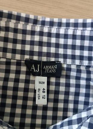 Сорочка в клітинку від armani jeans /приталена сорочка на короткий рукав/ оригінал 🎀4 фото
