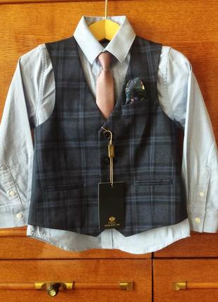 Новый комплект рубашка+жилет+галстук "next" на 4г.(104 см.) вьетнам1 фото