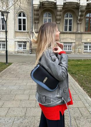 Стильная трендовая женская сумка багет джинс и экокожа2 фото