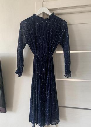 Шифонова сукня плісе в горох