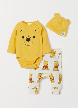 Продам боди с штанишками и шапочкой disney h&m англия