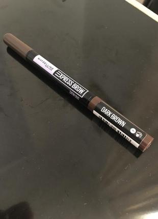 Олівець -пудра для брів maybelline express brow satin duo/чорно-коричневий 🧑🏻‍🎨1 фото