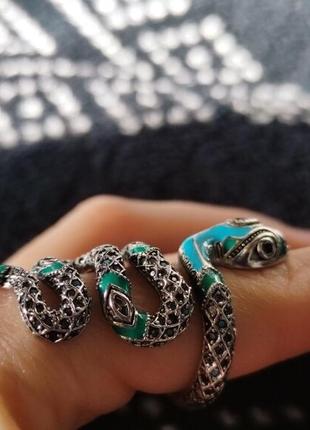 Яркий перстень, кольцо новое, змея серебро 9256 фото