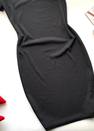 👗крутое базовое чёрное платье в рубчик/облегающее чёрное платье миди мелкая лапша👗2 фото