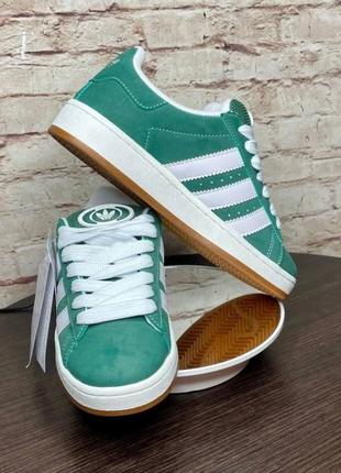 Adidas campus 00s dark green white (унисекс)393 фото