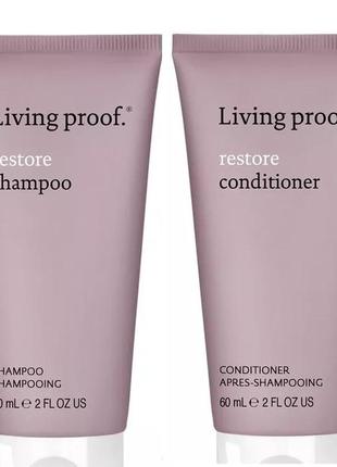 Відновлювальний шампунь і кондиціонер для сухого або пошкодженого волосся living proof, 2*60 мл1 фото