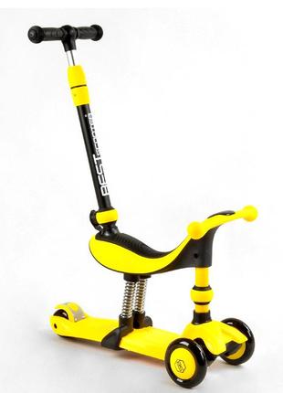 Самокат-беговел 3 в 1 scooter зі світловим ефектом жовтий 6900066351310