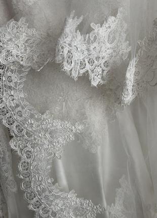 Атласное свадебное платье с фатой на рост 155-160 см6 фото