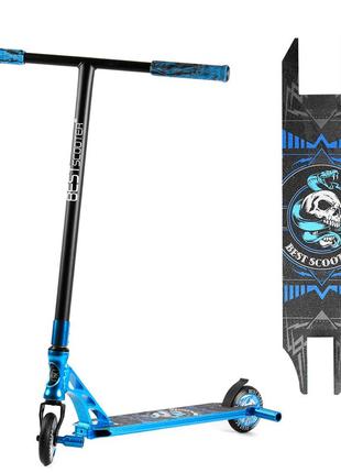 Самокат трюковый scooter анодированное покрытие черно-синий 6900083003230