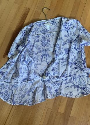Оригінальний легкий льняний піджак блуза із запахом, зав’язкою і баскою.5 фото