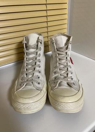 Converse chuck taylor all star 70 hi comme des garcons play white кеды5 фото