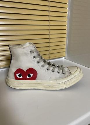 Converse chuck taylor all star 70 hi comme des garcons play white кеды2 фото