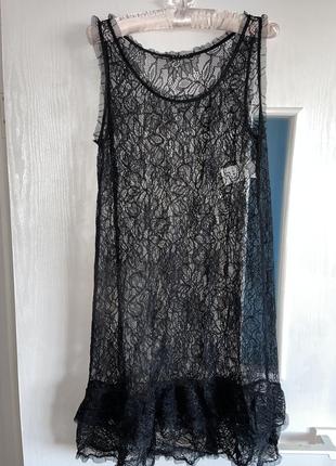 Прозрачное кружевное платье sisley р l