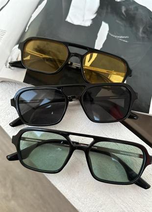 Солнцезащитные очки с двойной переносицей унисекс  прозрачный с серым (0681)9 фото