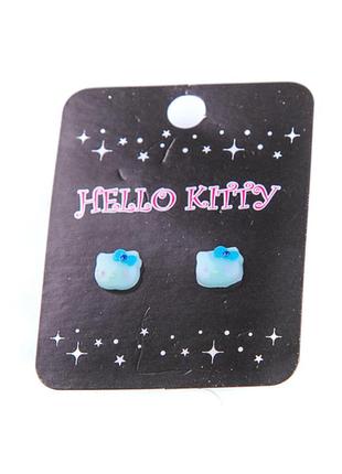 Сережки-пусети hello kitty sanrio блакитний 881780243166