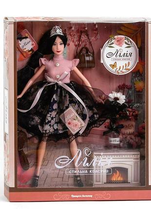 Лялька з аксесуарами 30 см kimi принцеса листопада чорно-рожева 2000156849841