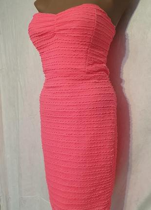 Шикарне літні плаття сарафан без бретель короткий яскраво рожеве шикарна рожева сукня7 фото
