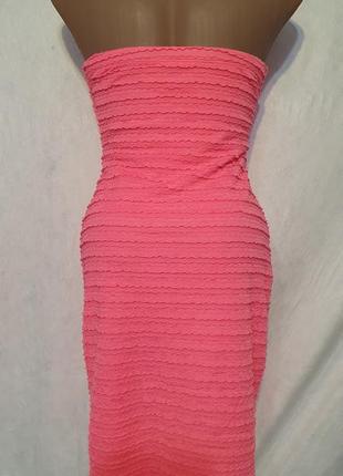 Шикарне літні плаття сарафан без бретель короткий яскраво рожеве шикарна рожева сукня8 фото