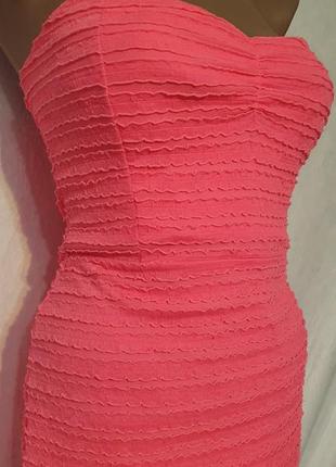 Шикарне літні плаття сарафан без бретель короткий яскраво рожеве шикарна рожева сукня9 фото